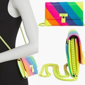 Kurt Geiger London Brixton Chain Wallet in Yellow Rainbow Multi Color!